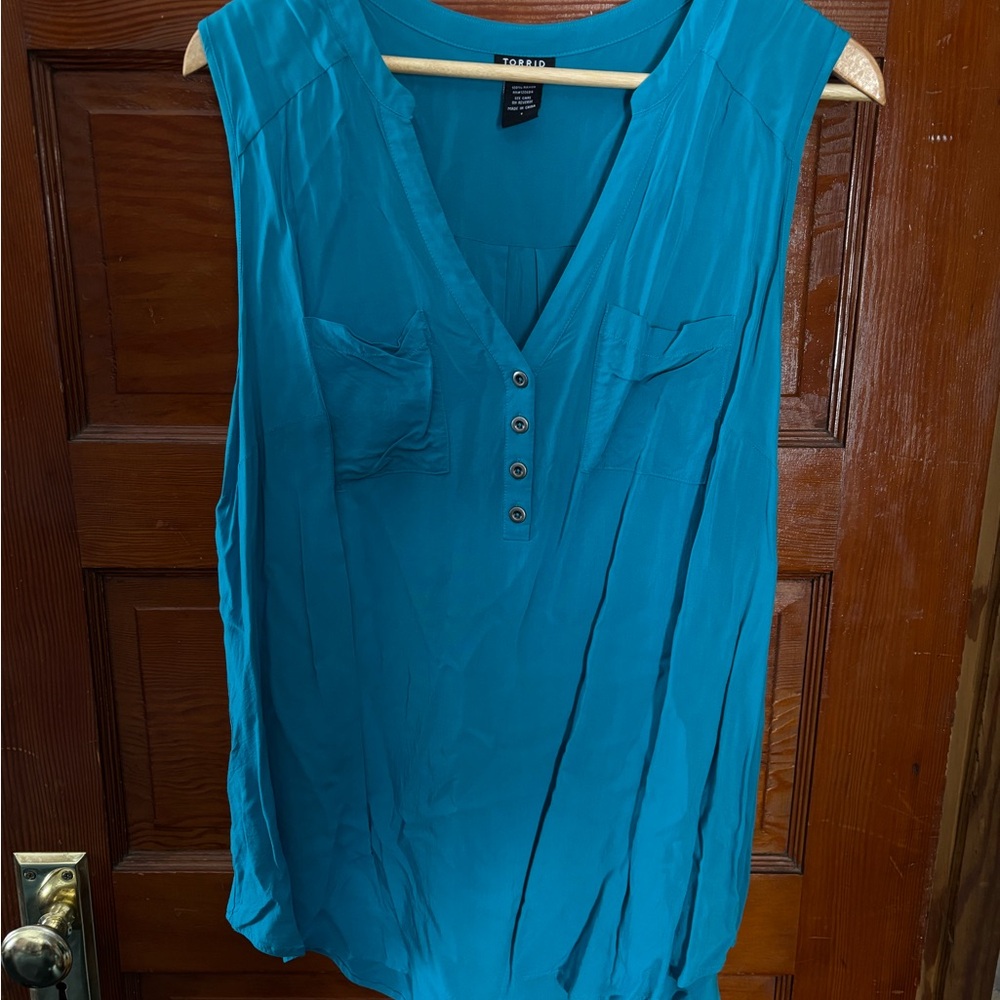 Torrid Blue Relaxed Buttoned Blouse